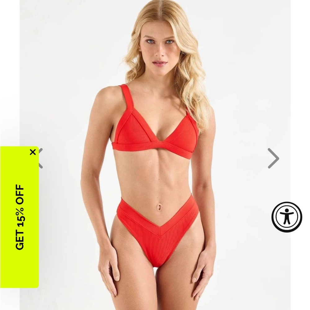 Vibrant Red Triangle Bikini Swim Set